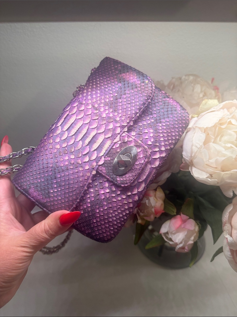 Purple Python Snakeskin Crossbody Flap  Bag - Fashionable Women Bag